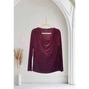 Talbots Tunic Top Dressy Career Velvet Burnout Wine Red Size Medium :)